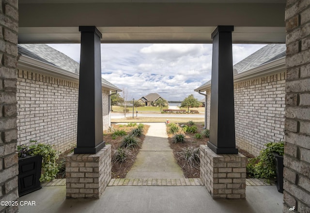 view of patio featuring a porch