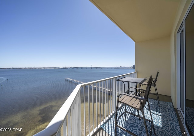 balcony with a water view