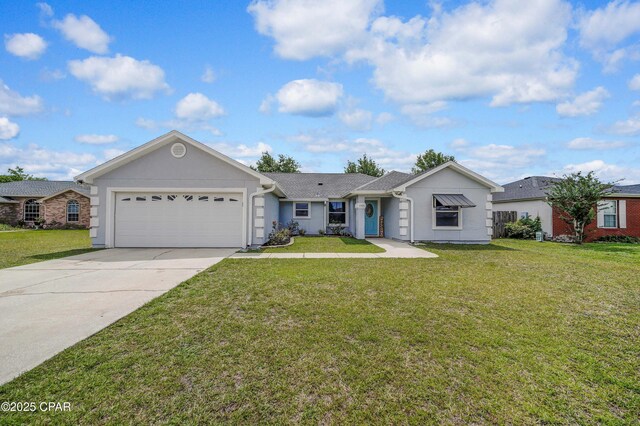 1705 Rhett Pl, Lynn Haven, FL 32444 - single story home with an attached garage, driveway, a front lawn, and stucco siding