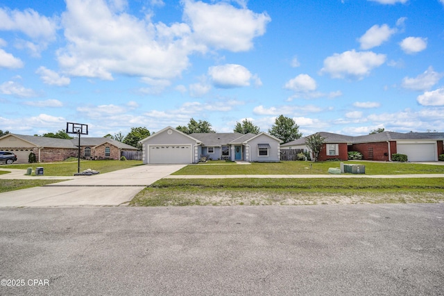 1705 Rhett Pl, Lynn Haven, FL 32444 - ranch-style house featuring a front yard, driveway, an attached garage, a residential view, and brick siding