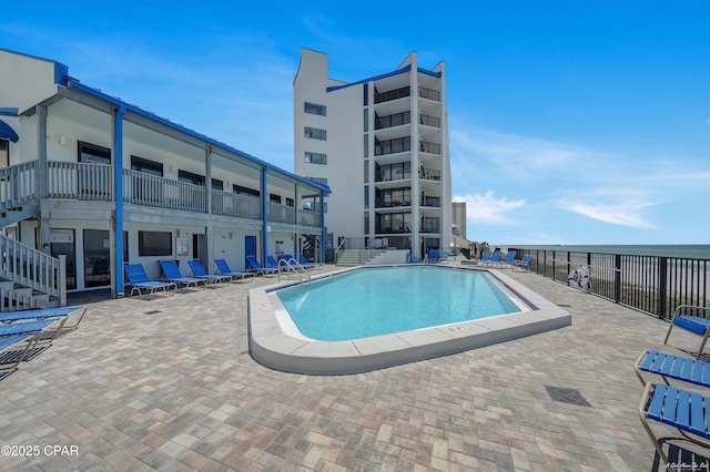 pool with a patio