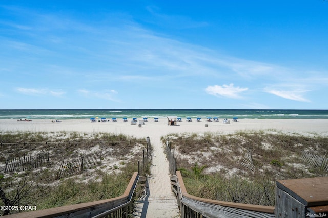 property view of water with a beach view