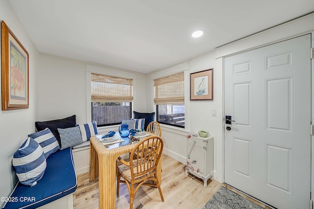 office featuring light wood-style floors and baseboards