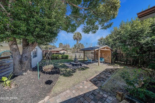 view of yard featuring a fenced backyard and a patio