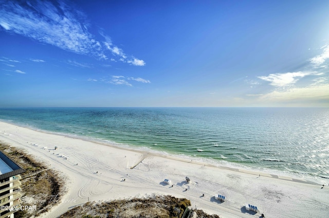 property view of water featuring a view of the beach