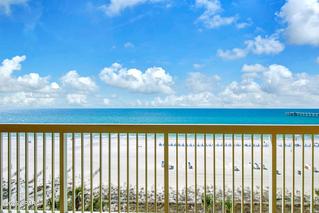 property view of water with a beach view