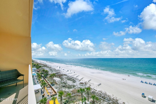 property view of water featuring a view of the beach