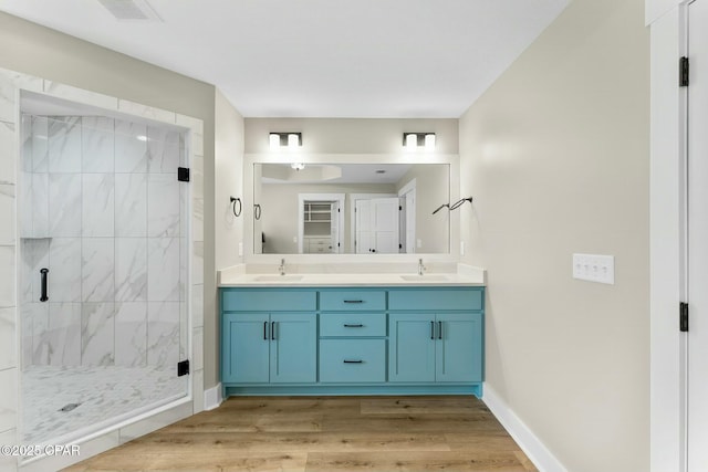 3803 Heartwood St, Panama City, FL 32404 - bathroom with recessed lighting, a freestanding tub, wood finished floors, and a tile shower