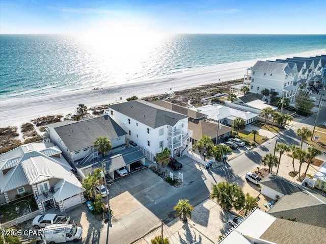 aerial view featuring a beach view and a water view