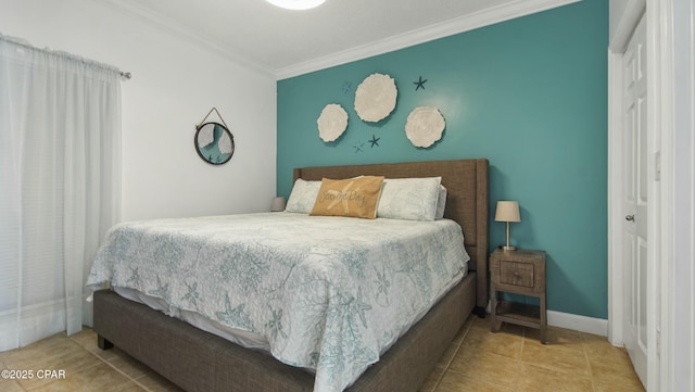 9450 S Thomas Unit 2106D, Panama City, FL 32408 - tiled bedroom with ornamental molding and baseboards