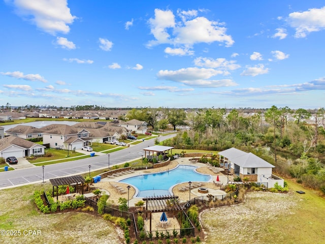 aerial view featuring a residential view