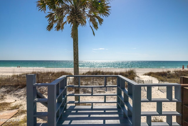 property view of water with a beach view