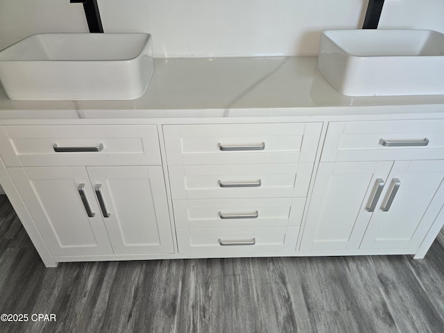 room details featuring a sink and wood finished floors