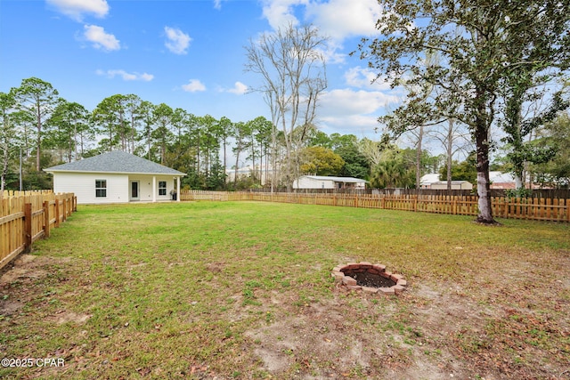 view of yard featuring a fenced backyard