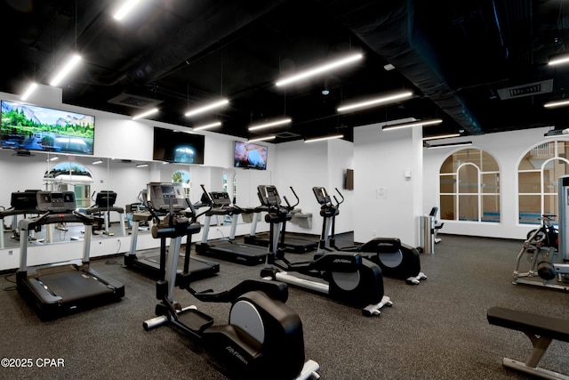 exercise room with visible vents