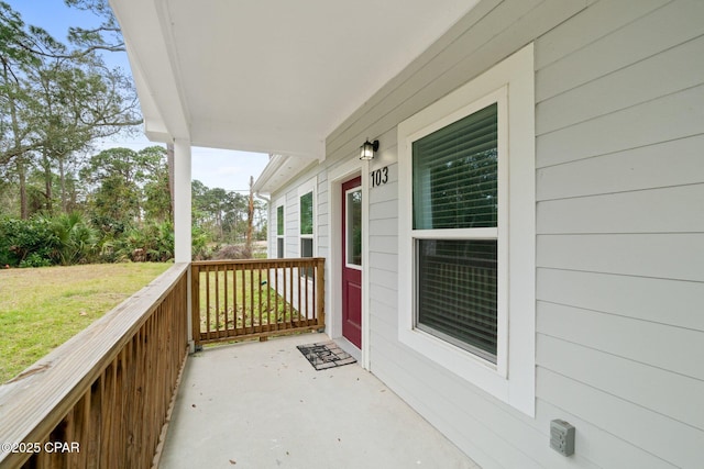 balcony featuring a porch