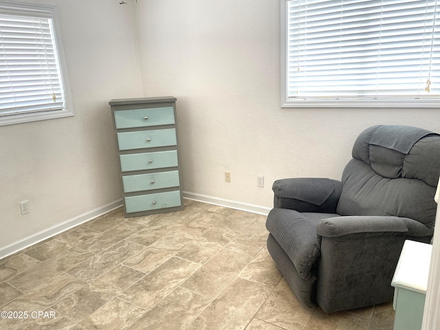 living area with baseboards