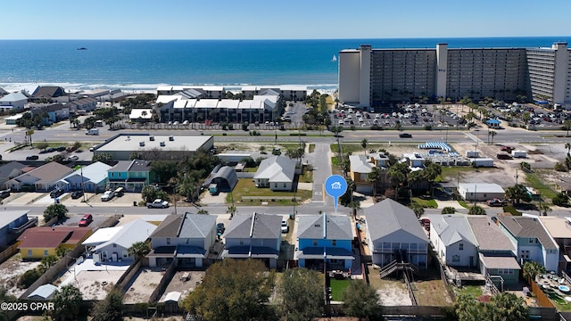 aerial view featuring a water view and a residential view