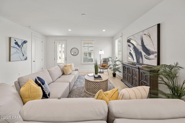 2009 Calamint St, Panama City, FL 32405 - living area with wood finished floors, baseboards, and recessed lighting