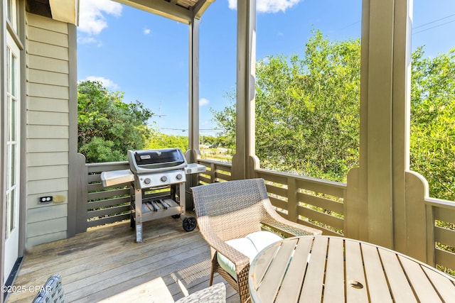 239 Sand Oaks Cir, Santa Rosa Beach, FL 32459 - wooden terrace featuring grilling area