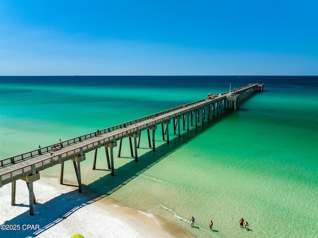 view of dock featuring a pier and a water view