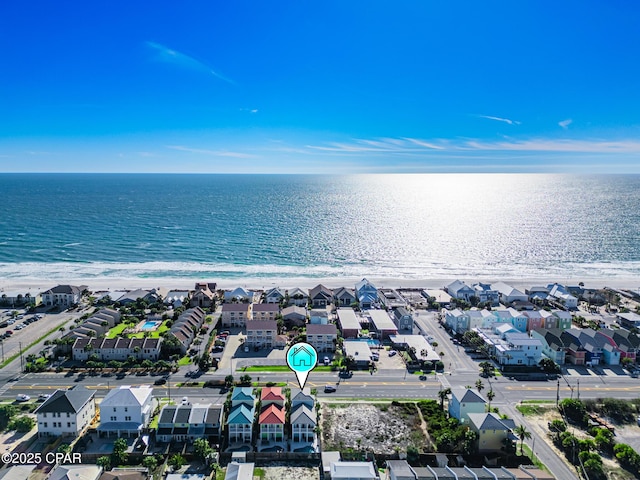 aerial view featuring a residential view and a water view