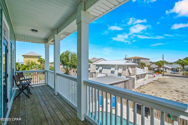 deck with a residential view