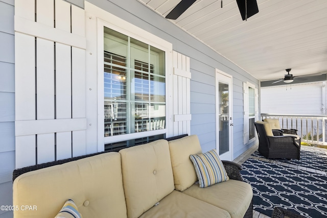 view of patio / terrace with covered porch and ceiling fan