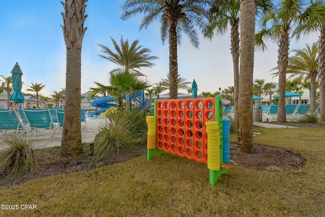 view of play area featuring a yard