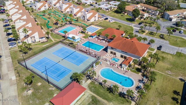 aerial view with a residential view