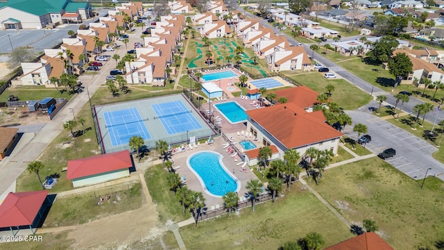 drone / aerial view with a residential view