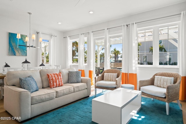 living area featuring recessed lighting