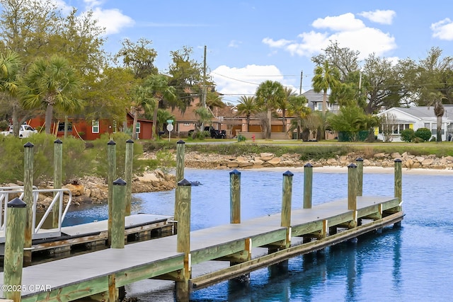 view of dock featuring a water view