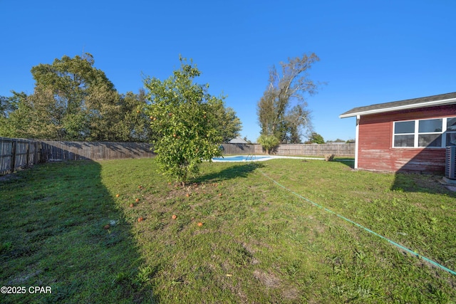 view of yard featuring a fenced in pool and a fenced backyard