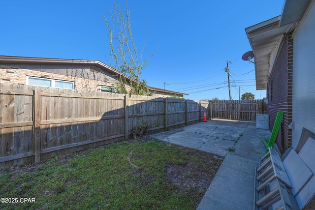 view of yard with a patio and a fenced backyard