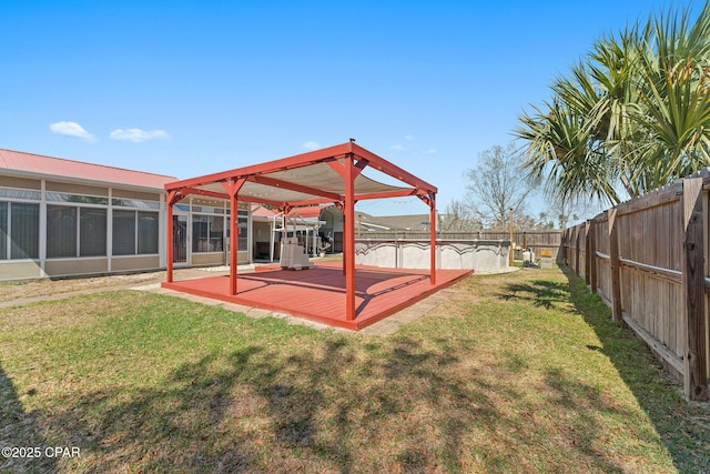 view of yard with a fenced backyard