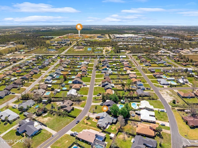 drone / aerial view with a residential view