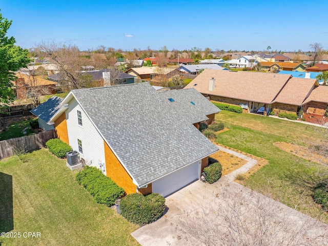 aerial view with a residential view