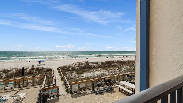 view of water feature featuring a view of the beach