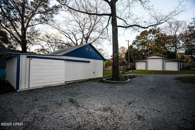 view of detached garage