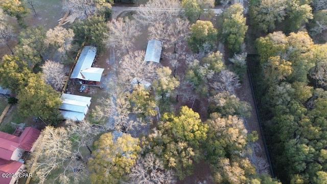 aerial view featuring a forest view