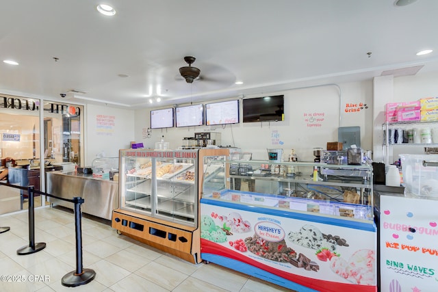 reception area featuring a ceiling fan