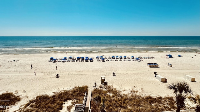 view of water feature featuring a beach view