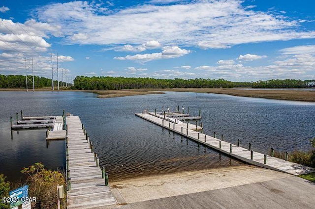 view of dock featuring a water view