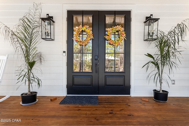 view of exterior entry with french doors