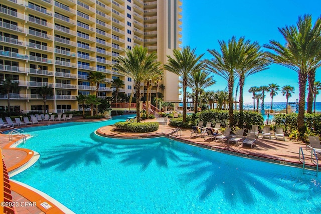 pool featuring a patio area