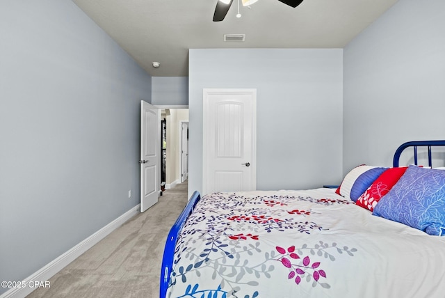 116 Lake Merial Blvd, Panama City, FL 32409 - bedroom featuring light colored carpet, baseboards, and ceiling fan