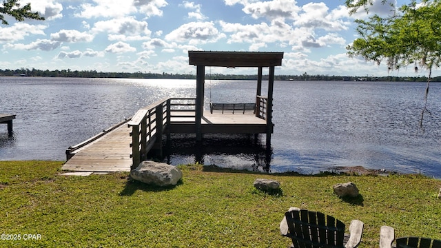 7224 Resota Ln, Panama City, FL 32409 - dock area featuring a water view and a lawn