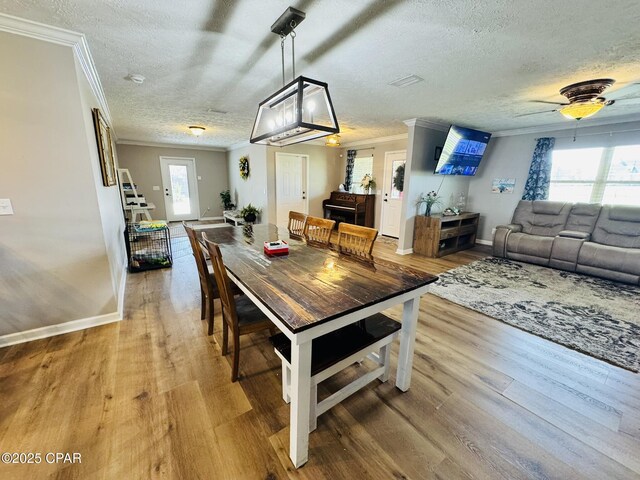 7224 Resota Ln, Panama City, FL 32409 - dining room with a textured ceiling, baseboards, and ornamental molding