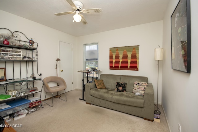2026 Baker Ct Unit 13, Panama City, FL 32401 - carpeted living area featuring baseboards and a ceiling fan